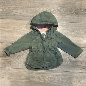 Old Navy Green and Pink‎ Hooded Jacket Size 12-18 months
